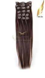Fashionable Human Hair Clip On Hair Extensions Natural Virgin Human Hair 2 Colour Straight 20inch 100gset Bellahair7224842