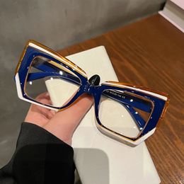 Fashion Cat Eye Anti Blue Light Glasses Women Optics Eyewear Frames Irregular Patchwork Ladies Computer Gaming Glass 240423