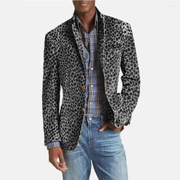 Men's Suits Blazer Casual Suit Jacket Leopard Print Notch Lapel Pocket Two Button Long Sleeve Business Elegant Luxury Male