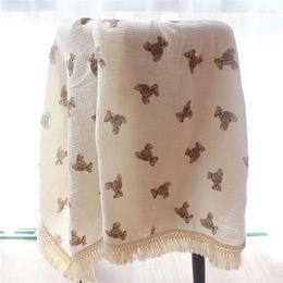 Blankets Cute Bear Toddler Nursery Blanket Born Cotton Bath Warmly Po Props Wrap Towel Unisex For Infant Babies Boys Girls