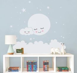 Moon stars Wall Decal Cloud Nursery Wall Stickers For kids Room Decal Nursery Wall Sticker girls decorative babies T180838 Y2001028509220