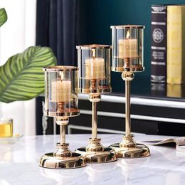 Candle Holders Glass Candlestick For Wedding Christmas Bar Table Decoration Nordic Metal Vintage Candles Stick Home Decor 240429