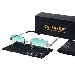 Sunglasses Caterside Retro Rimless Women Men Brand Designer Gradient Sun Glasses Shades Cutting Lens Ladies Frameless Eyeglasses