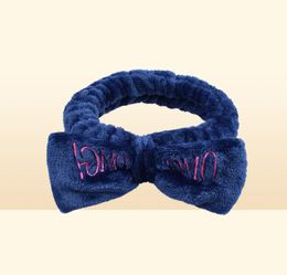 Fashion Letter OMG Headbands for Women Girls Bow Head Band Wash Face Turban Makeup Elastic Hair Bands Coral Fleece Hair Accessorie7735346