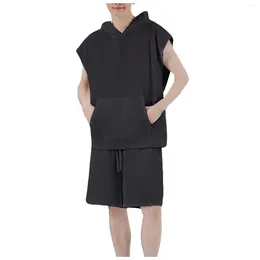 Men's Hoodies Sleeveless Loose Quick Drying Sports Fitness Casual Hoodie Rain Jacket Camping