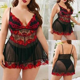 Basic Casual Dresses Womens sexy lace patchwork transparent pendant Pyjamas plus size sexy dress deep V erotic Pyjamas seductive dress sexy womens pajamasL2405