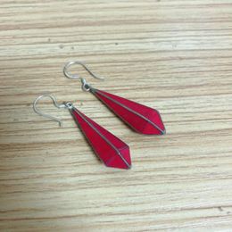 Dangle Earrings ER192 Nepal Handmade Water Drop Copper Inlaid Red Stone For Girls