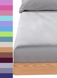 Grey bed sheet fitted sheet with round elastic Plain bedding king queen size bed mattress cover bedsheet274256100