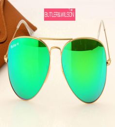 Wholewomen men blue green purple orange flash mirror sunglasses metal gold frame brand designer pilot sun glasses 58mm1121638