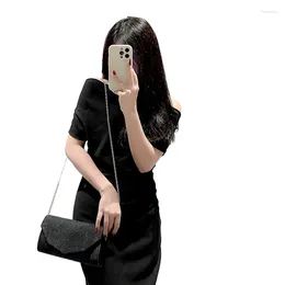 Drawstring Envelope Evening Clutch Bag Fashionable Women Chain Shoulder Bags For Bridal Party Wedding Cocktail Prom Stylish Lace