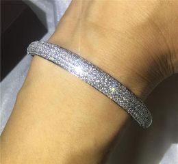 Brand Exquisite Women Bangles White Gold Filled Cubic Zirconia Pave Setting Bracelets Bangles Wedding Anniversary Gift9377661