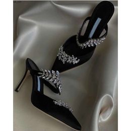 Lurum Sandals Shoes For Women High Heels Leaf Crystal-Embellished Satin Mules Strappy Sandalias Slippers Sexy Pointed Toe Brand Pu 18