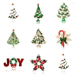 Brooches Christmas Green Tree Women Men Enamel Snowflake Butterfly Knot Stars Pendant Jewellery Party Office Brooch Pins Gifts