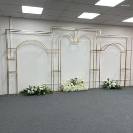 Party Decoration 3pcs Wedding Scene Flower Racks Gold Plated Screen Background Frame Iron Art Arch