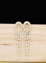 Dangle Chandelier Dubai 18 Karat Gold Pendant Earrings Rose Tassel Jewellery Earrings For A Wedding Party Elegant And Beautiful L3185974