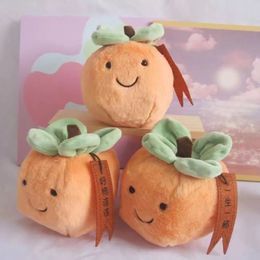 25cm Smiling Persimmon Doll Plush Toy Stuffed Orange Fruit Plushie Emotion Peluche Boys Girls Christmas Gift 240429