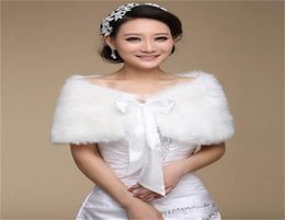 Cheap Faux Fur Wedding Wraps Shrug Bridal Gowns Warm Shawls Stole Cape Stock Bolero For Ladies Formal Wear Ribbon Tie Bow 1531233