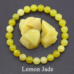 Natural Lemon Jade Bracelets Yellow Stone Beads Bracelet for Men Women Geniune Ice Gem Elastic Jewelry Lover Gift 240423