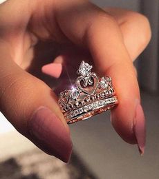 New Arrival Crown Finger Ring Women Bling Bling Crystal Ring for Gift Party Rose Gold Fashion Jewellery High Quality1039989