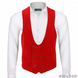 Men's Suits Red Green Velvet Vest High Quality Custom Slim Fit Vests Double Breasted Waistcoat Party Groom Prom Waistcoats Ternos Mascuino