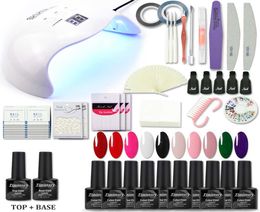 Jewhiteny 610pcs Gel Nails Polish Manicure Set With UV Lamp LED Nail Dryer nail art Manicure tools set kits brush sticker8351948