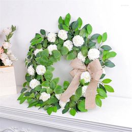 Decorative Flowers Artificial Spring Wreath White Hydrangea Summer For Front Door Wedding Indoor And Outdoor Decorations Dropship