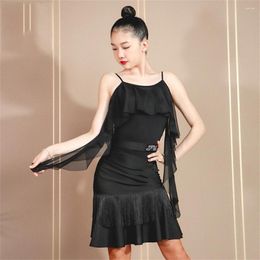 Stage Wear Adult Strap Dance Practice Clothes Black Latin Tops Siamese Leotard Bodysuits