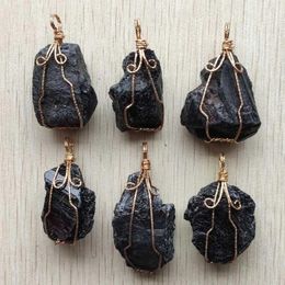 Pendant Necklaces Natural Black Tourmaline Stone Fashion Irregular Pendants For Jewellery Accessories Making Wholesale 6pcs/lotPendant3056472