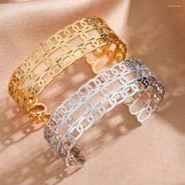 Bangle High Quality Three Layer Large Bracelet Female Temperament Simple Trendy Gold Silver Stainles Steel Luxury Gift