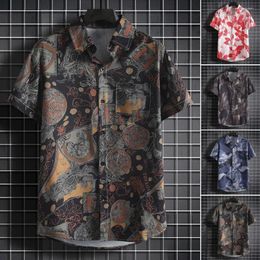 Men's Casual Shirts Men Relaxed Fit Shirt Tropical Style Floral Print For Vacation Beach Top With Quick Dry Fabric Plus Size