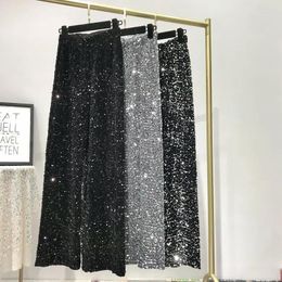 Women's Pants Autumn And Winter Thickened Korean Fashion Sequined High-end Trousers Drapey Shiny Straight Floor-length Mopping For Women