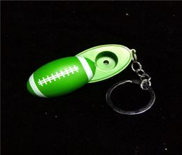 Fresh Green Keychain Football Shape Mini Smoking Pipes Hand Tobacco Cigarette Pipes Metal Hand Pipes9467578