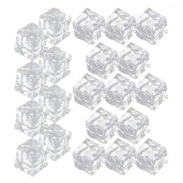 Vases 50 Pcs Simulated Ice Cute Cube Moulds Acrylic Reusable Fake Cubes For Decor Transparent Clear