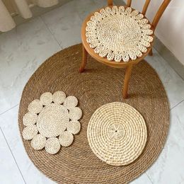 Pillow Natural Corn Straw Hand-woven Round Chair Window Tatami Mat Seat For Dining Cojines Eco Friendly Home Deco