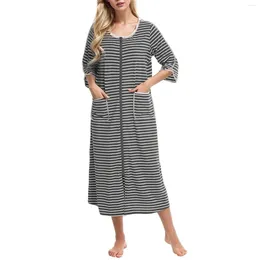 Women's Sleepwear Pyjamas Sets Autumn Winter Home Wear Comfortable Casual Loose Fitting /4 Sleeves Large Striped