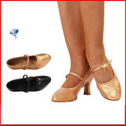Dance Shoes Women Latin Soft Bottom Genuine Leather Sports BD 125 Modern Jazz Wear-resistant HEEL 5 Cm Non-slip Sweat BLACK Girl
