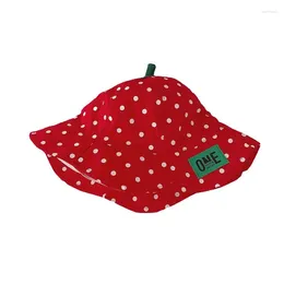 Hats RH Spring Summer Strawberry Dot Red Cartoon Baby Hat Children Toddler Kids Sweet Cute Sun Bucket