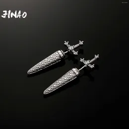 Dangle Earrings JINAO 2024 Cross & Sword Design High Quality Cravejado 5A Cubic Zircon Men And Women Jewellery