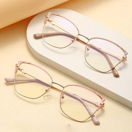 Sunglasses Frames Fashion Plain Women's Metal Cat Eye Optical Glasses Artistic Myopia Frame Fashionable Flat Lenses For Men