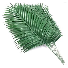 Decorative Flowers 12Pcs Artificial Palm Leaves Plants Faux Fronds Tropical Large Greenery Plant For Hawaiian Party