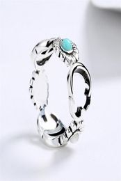 Women Girl Turquoise Ring Flower Letter Rings Gift for Love Girlfriend Fashion Jewellery Accessories8481568