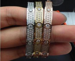 2017 New Luxury titanium steel Bracelet Fashion brand full ldiamond Love Bangle Women Bracelet Diamond Bangles with dust bag294T2621208