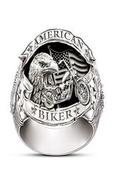 Februaryfrost Brand Carved Words American Biker Men Ring Motorcycle dom Eagle Animal Jewelry Hip Hop Rock Gift For Boyfriend P3349294