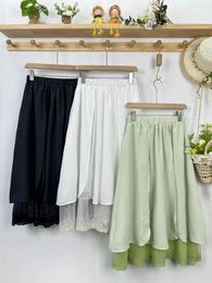 Skirts Summer Little Fresh Lace Elastic Waist A-Line Skirt