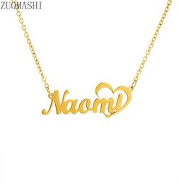 Custom Nameplate Pendant Choker Necklaces Stainless Steel Personalised Name Necklace Gold Colour Baby Girl Girlfriend Women Gift4935271742