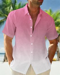 Summer Shirt Mens Hawaiian Mens Short-sleeved Shirt Two-color Printing Mens Beach Travel Leisure Oversize Pocket 5XL 240428