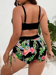 Women's Swimwear SEAURAL 2024 Sexy Print Plus Size Swimwear Women Push Up Bikinis Set Boxer Shorts Two Piece Swimsuit Backless Large Bathing Suit