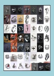 Band Rings Jewellery 49PcsLot Men Women Retro Stainless Steel Animal Claw Dragon Feather Adjustable Ring Hip Hop Alloy Punk Gifts D6971723