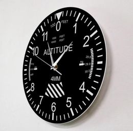 Altimeter Wall Clock Tracking Pilot Air Plane Altitude Measurement Modern Wall Watch Classic Instrument Home Decor Aviation Gift L5651462