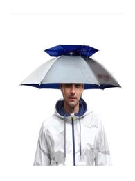 360 degrees All Round Professional Headmounted Cap Umbrella 77CM double layer Outdoor Antiuv Windproof Sunshade Hat Rain Gear Fo2591310